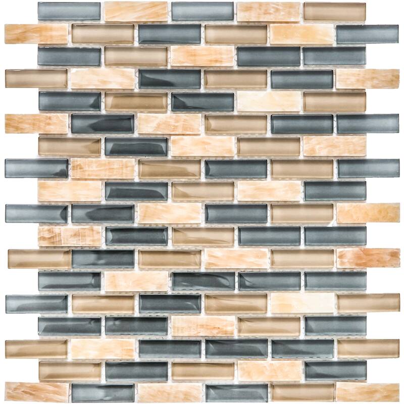 The Tile Life Victory Brick 1x2 Ocean Sand Glass Backsplash Wall Tile