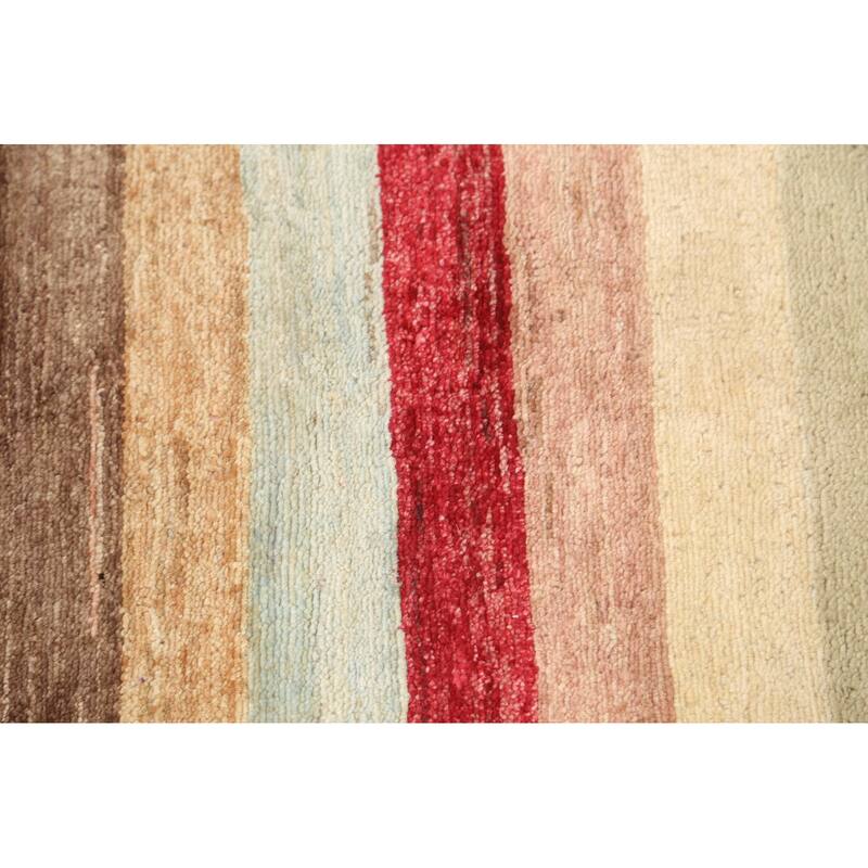 Striped Gabbeh Kashkoli Oriental Wool Runner Rug Hand-knotted Carpet - 2'9" x 7'11"