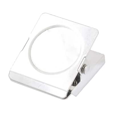 Spring Loaded Memo Ticket Magnetic Fridge Wall Clip - Silver Tone - 1.4" x 1.2" x 0.8" (L*W*H)