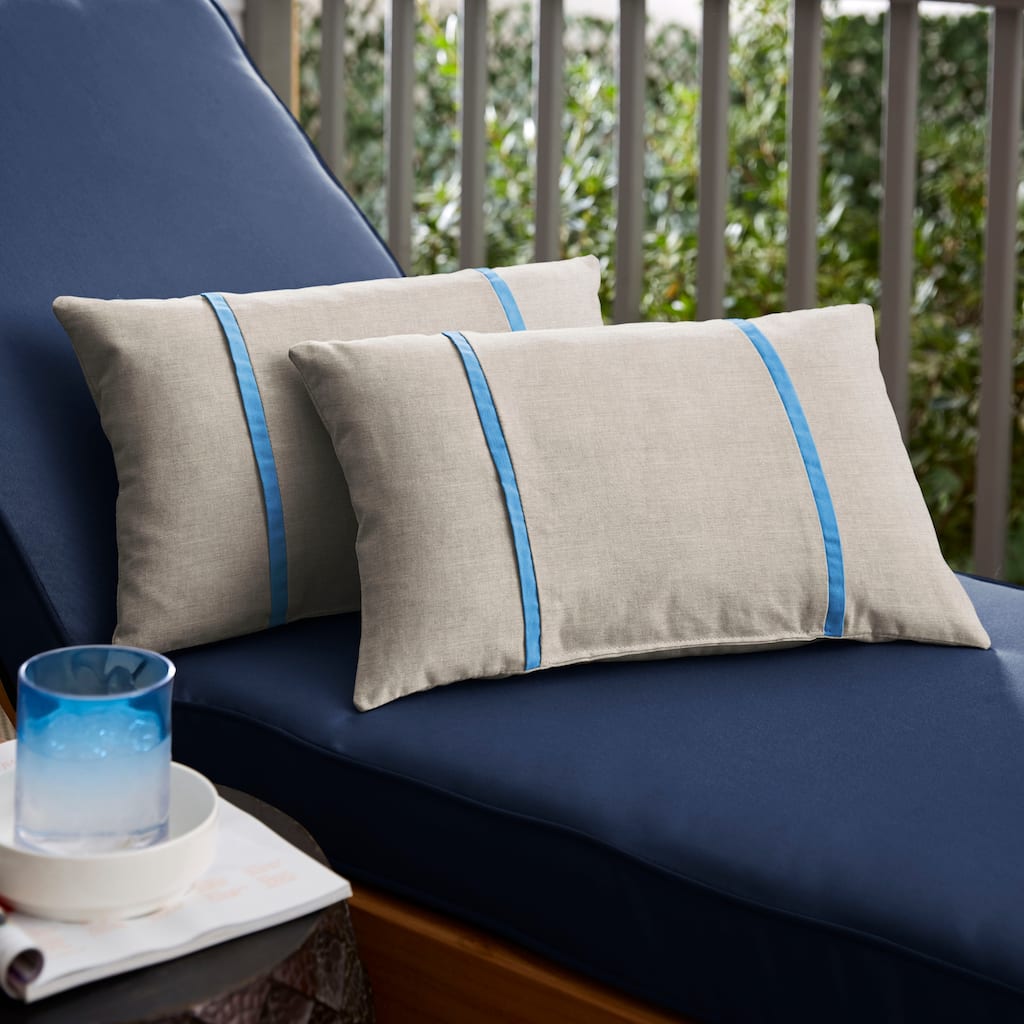 Sorra Home Sunbrella Outdoor Double Petite Flange Pillow Set of 2