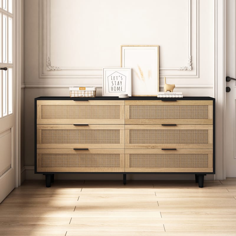 Modern Rattan Storage Cabinet Rattan Drawer,for Bedroom,Living Room