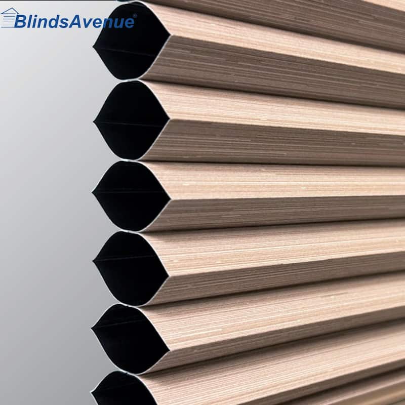 BlindsAvenue Cordless Top Down Bottom Up Cellular Honeycomb Shade, 9/16" Single Cell, Blackout, Designer Print Stone