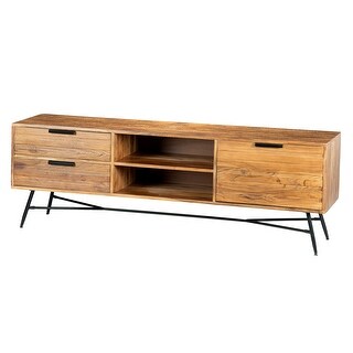 Slanted Console Wooden Media Console with Slanted Metal Base - Bed Bath & Beyond - 40591117
