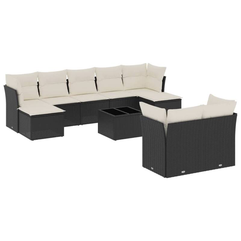vidaXL Garden Sofa Set Black - 21.7 x 21.7 x 14.6
