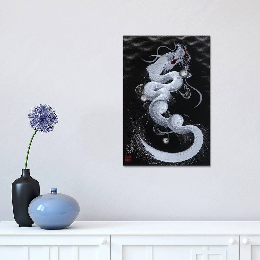 iCanvas "Good Luck White Dragon" by One-Stroke Dragon Canvas Print