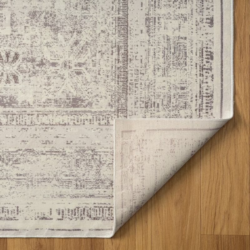 Sevita Gray Classic Traditional Machine Washable Indoor Area Rug