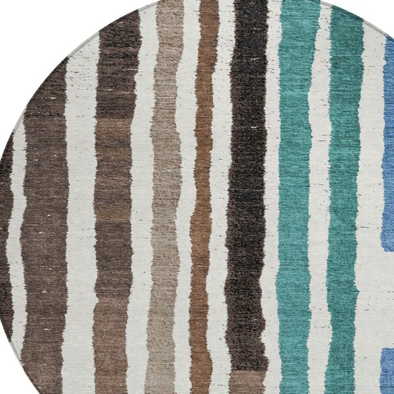 HomeRoots Striped Transitional Rectangle Outdoor Rug