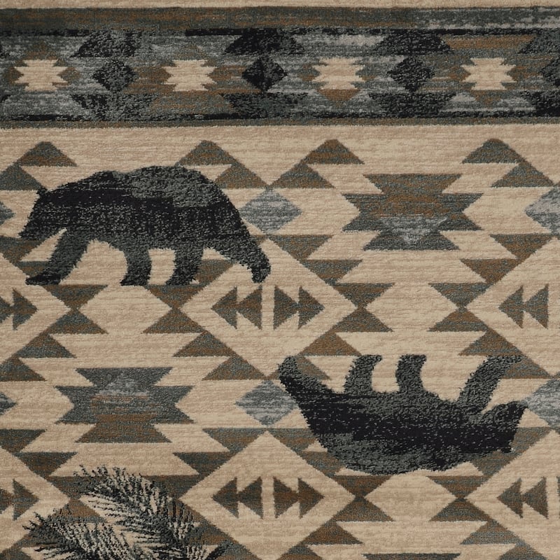 The Gray Barn Yoho Ivory and Blue Tribal Area Rug