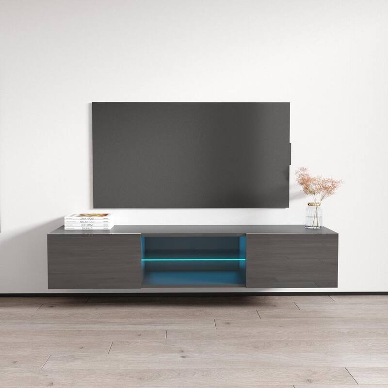 Strick & Bolton Hadi Wall-mounted High Gloss 63-inch TV Stand - Gray