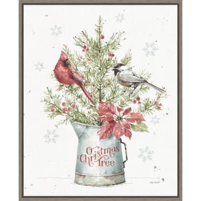 A Christmas Weekend II with Chickadee by Lisa Audit Framed Canvas Wall Art