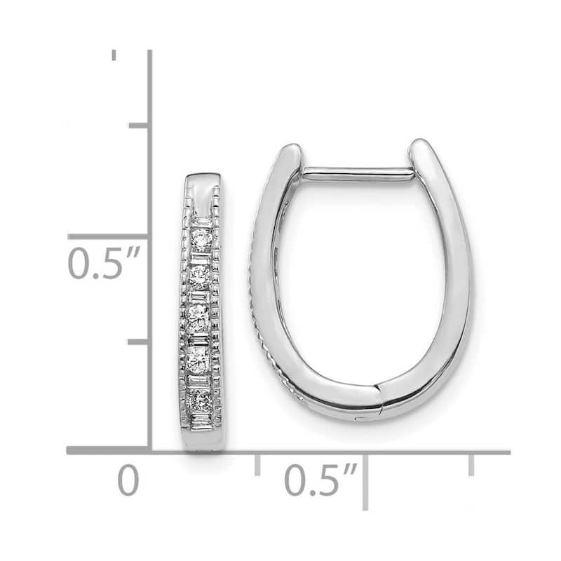 Curata 14k White Gold Diamond Hoop Earrings - 16x13mm Wide 2mm Thick