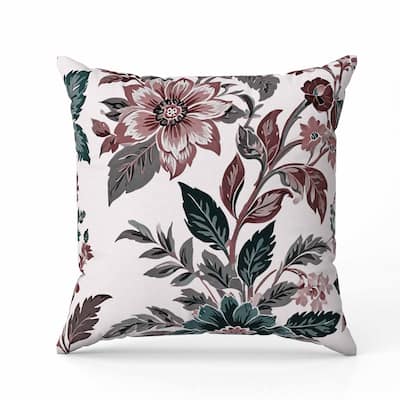 Cobalt Meadow Faux Suede Reversible Throw Pillow Red and Green