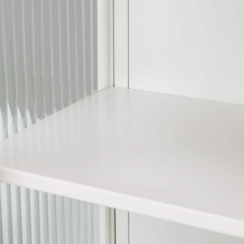 Glass Doors Modern Wall Cabinet with Featuring Enclosed Storage