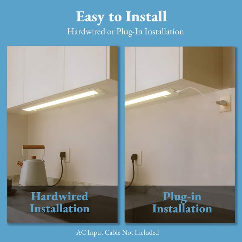 32 IN. Plug-in/Hardwired White 5 CCT Integrated LED Linkable Strip Under Cabinet Light