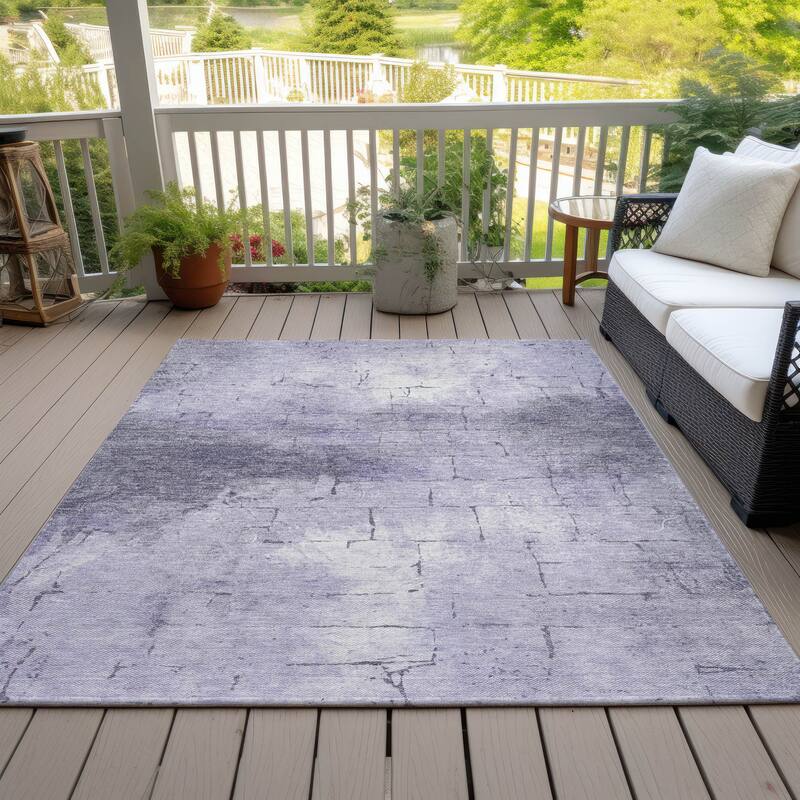 Machine Washable Indoor/Outdoor Vintage Bricks Chantille Rug - Lavender - 10' x 14'