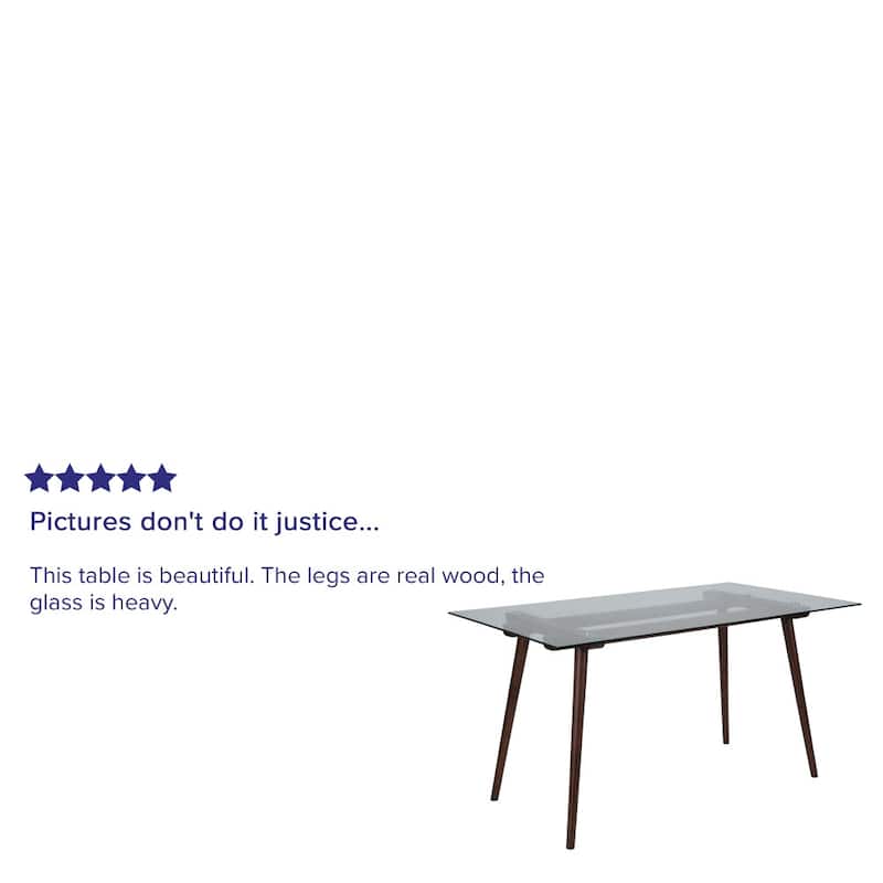 31.5'' x 55'' Solid Wood Table with Clear Glass Top