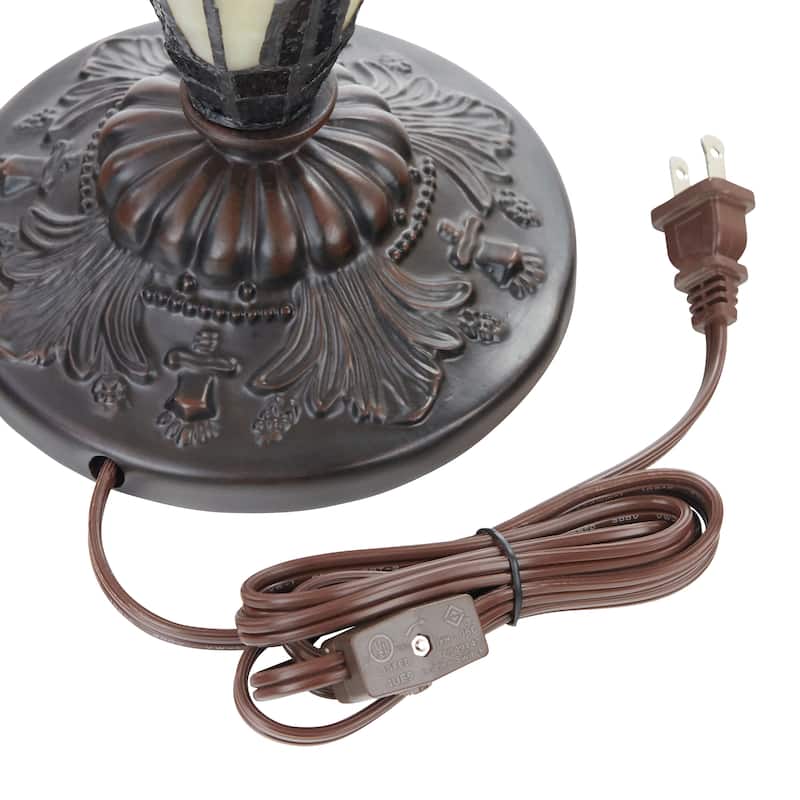 Gracewood Hollow Lemsine Brown and Cream 2-light Art Glass Table Lamp