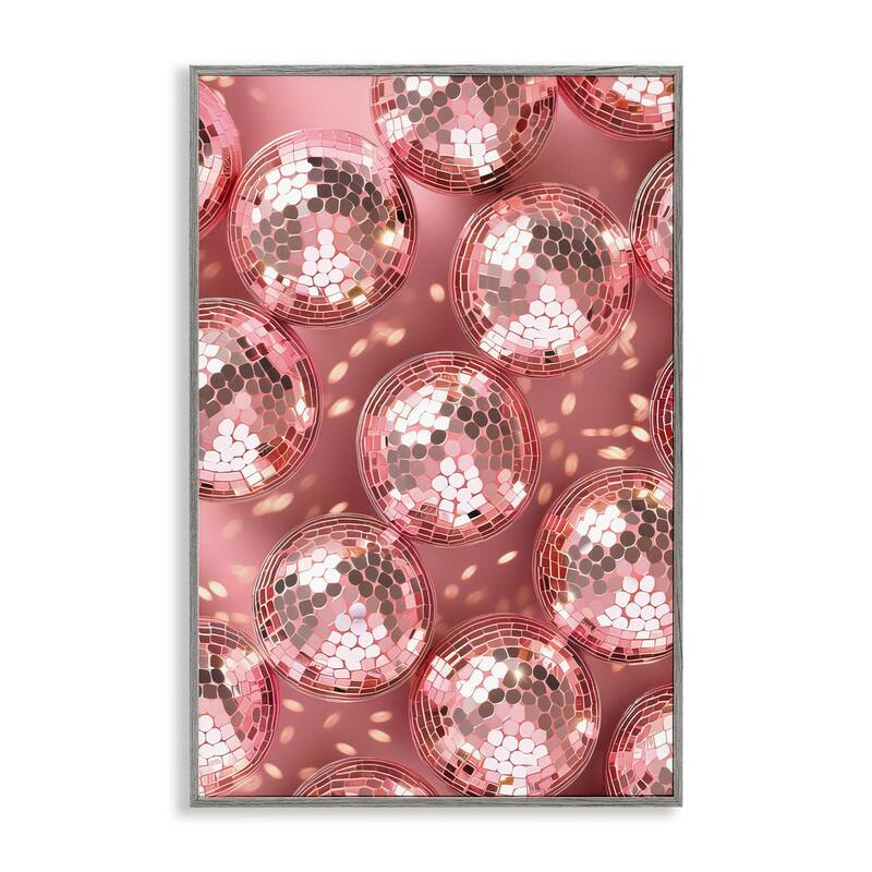 Stupell Disco Ball Shimmer Pattern Framed Giclee Art Design By LSR Design Studio - 20 x 30 - Grey
