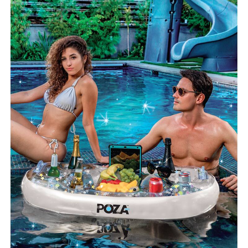 POZA Inflatable USA Flag Floating Cooler with Sparkly Confetti - 39×23 Inch