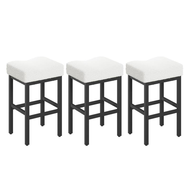 XINMICS Bar Stools, 27 Inches Modern Counter Height Bar Stools, Metal Legs Backless Upholstered Saddle Stool Chair