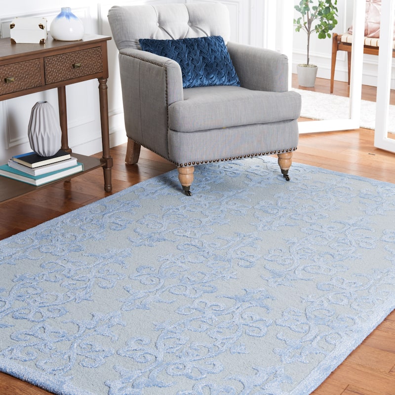 SAFAVIEH Handmade Bella Marilyne Modern Floral Wool Rug - 4' x 6' - Blue