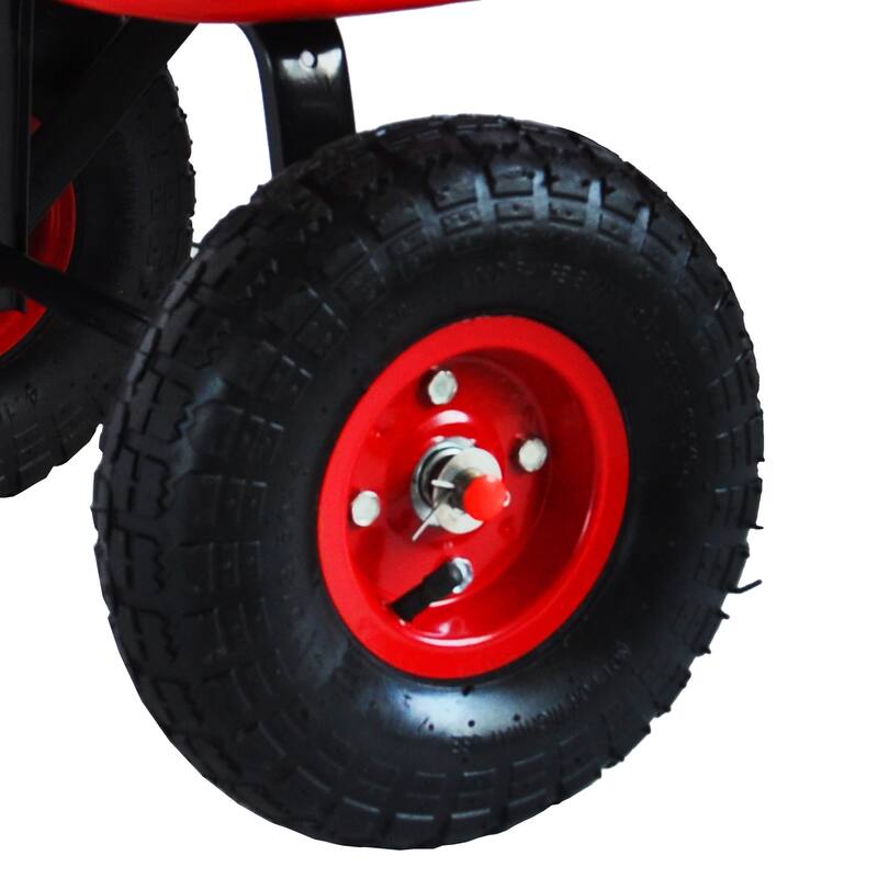 Outdoor Wagon All Terrain Pulling with Wood Railing Air Tires Children Kid Garden