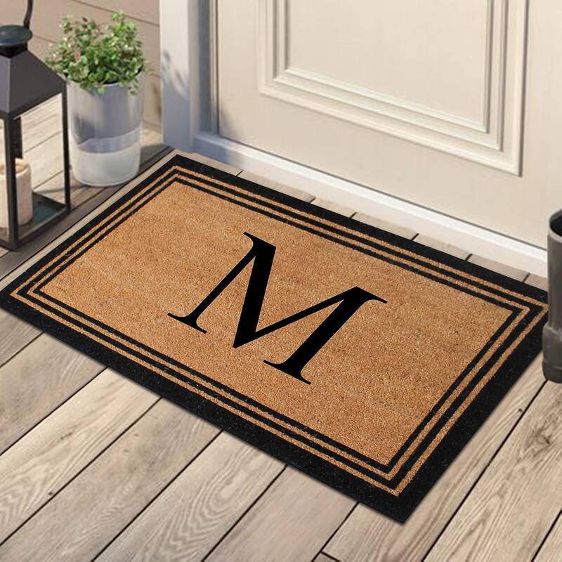 A1HC Pure Natural Coir Monogrammed Heavy Duty PVC Backing Doormat