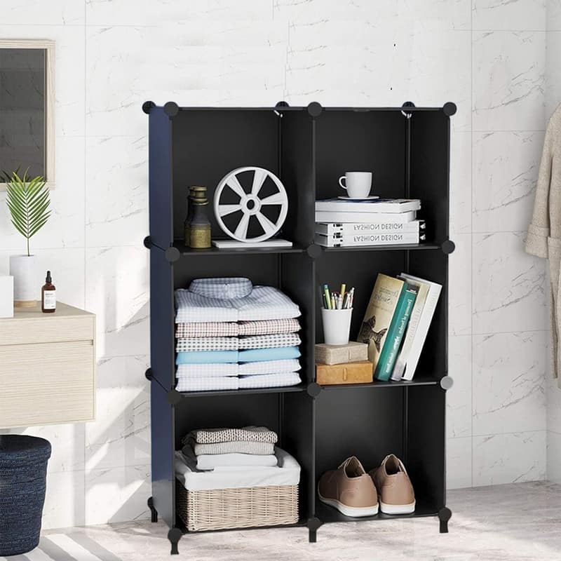 6-Cube Stackable Shoe Rack Organizer DIY Plastic Shoe Storage Cabinet for Closet & Entryway