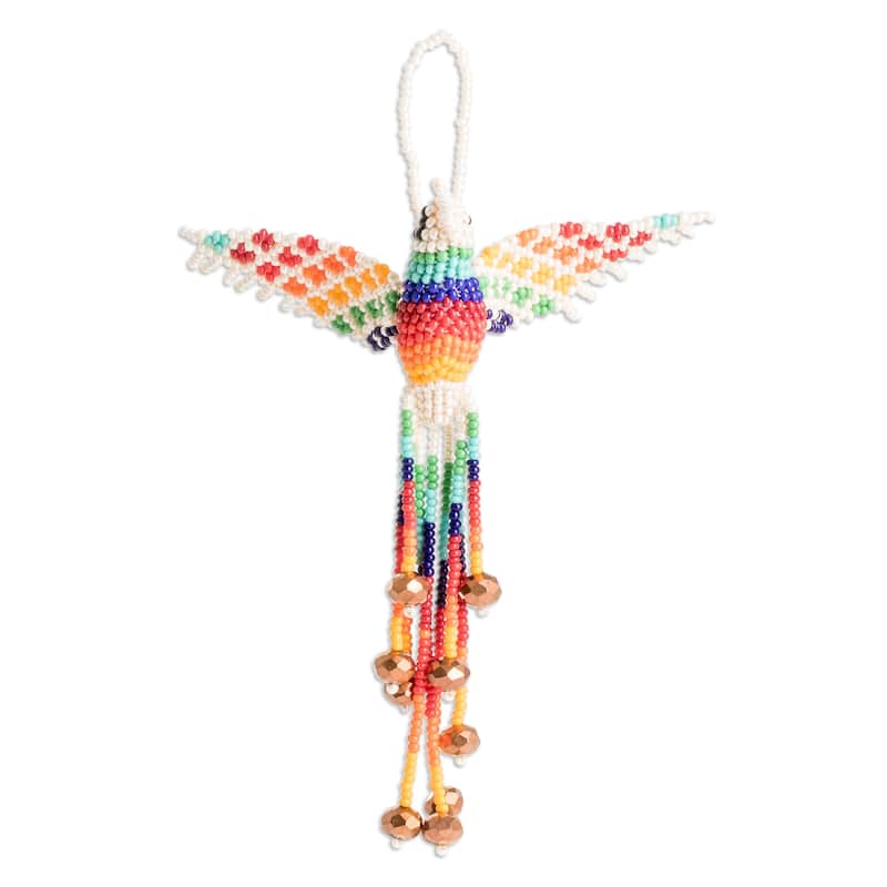 Novica Handmade Hummingbird Fantasy Glass Beaded Home Accent