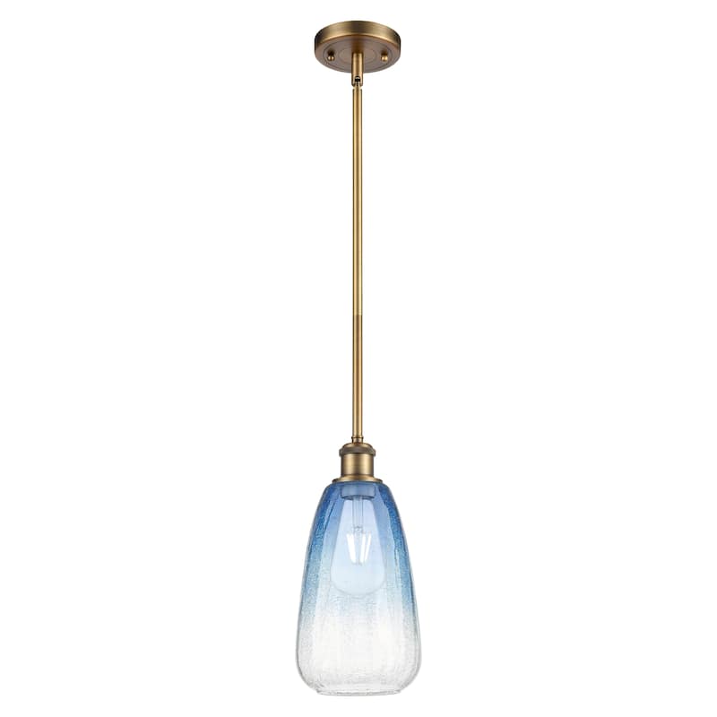 Innovations Lighting Endless Possibilities Ballston - Brookhaven Almond - 1 Light 6" Stem Hung Mini Pendant - Brushed Brass/Sapphire Blue