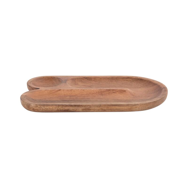 Mango Wood Sectioned Tray, U-Shaped - Brown - 1 Piece