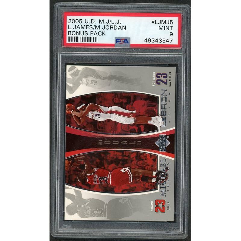 LeBron James Michael Jordan 2005 Upper Deck Bonus Pack Basketball Card #LJMJ5 Graded PSA 9 MINT - 8'6" x 11'6"