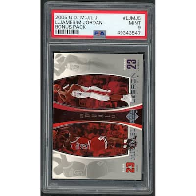 LeBron James Michael Jordan 2005 Upper Deck Bonus Pack Basketball Card #LJMJ5 Graded PSA 9 MINT - 8'6" x 11'6"