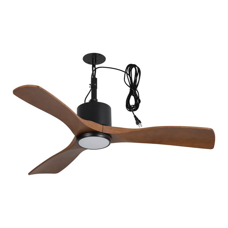 42" Indoor/Outdoor Black Modern Plug-In Ceiling Fan with Light