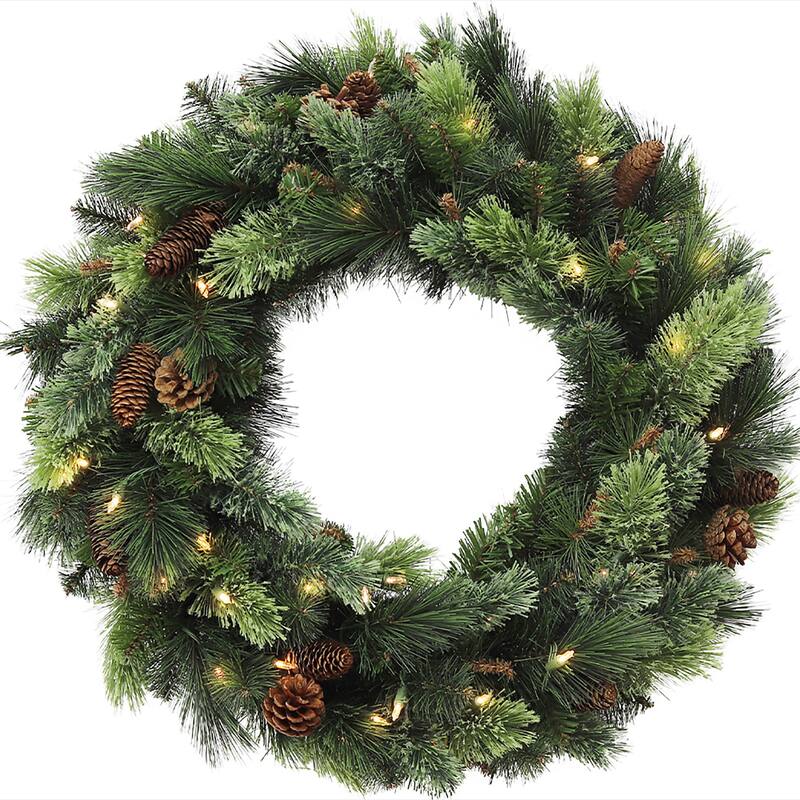 Christmas 2 ft. Killington Wreath 50 LED Lighted w/PineCones - 2 Ft.