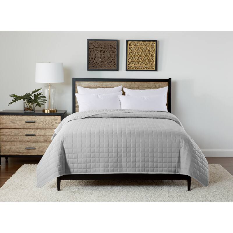 Velvet Trim Down Alternative Blanket - Twin - Glacier Grey
