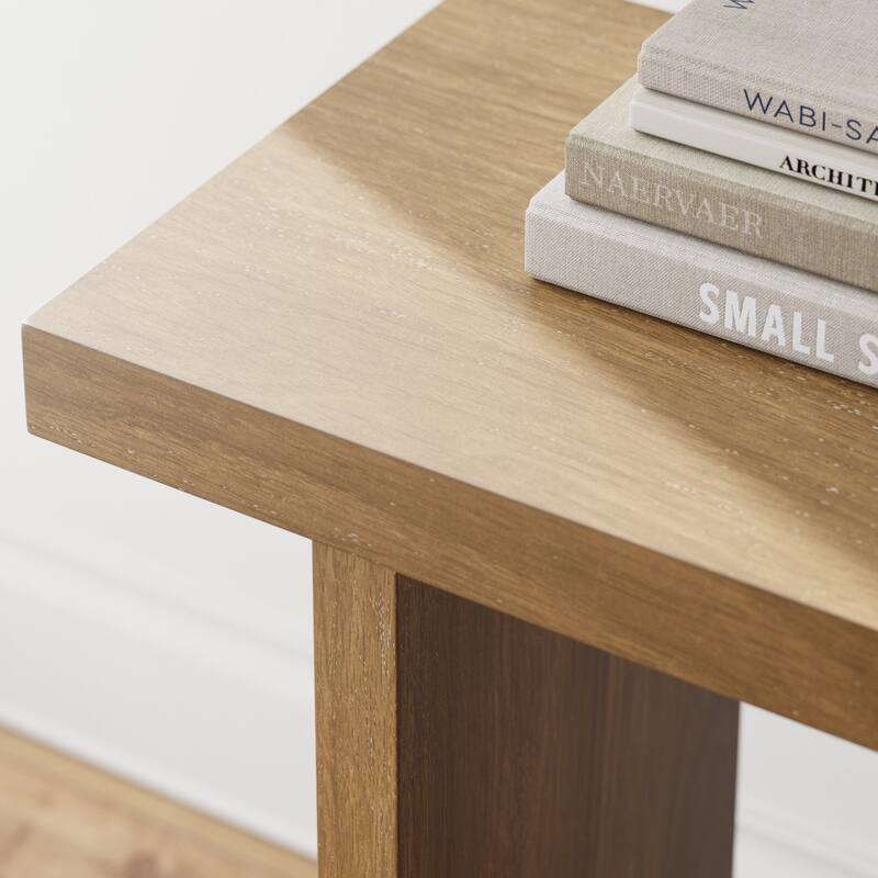 Nathan James Virgo Farmhouse 2-Tier Console Table in Wire-Brushed Wood Finish