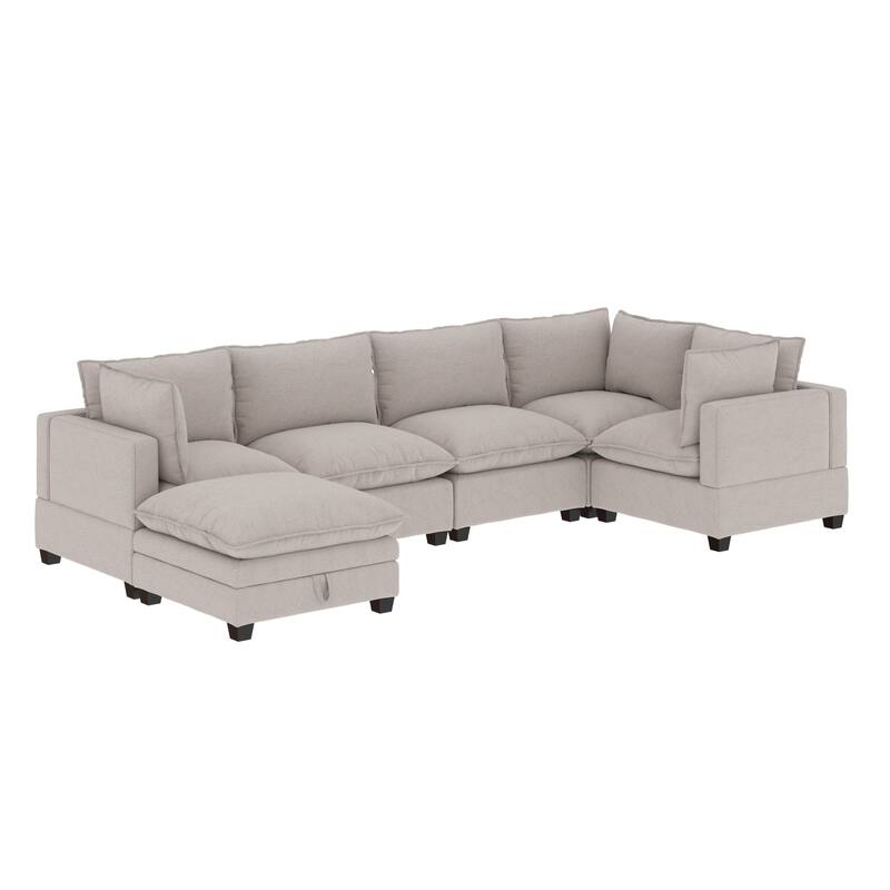 Chelsea Modern Cloud Modular Upholstered Sofa with Deep Seat and Plush Cushions