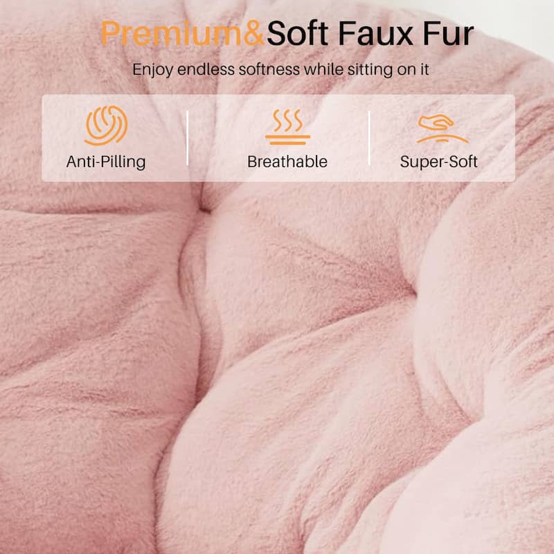 Cozy Saucer Chairs Faux Fur Living Room Reading Lounge Furniture Folding Comfy - 25.6"D x 35.8"W x 32.3"H
