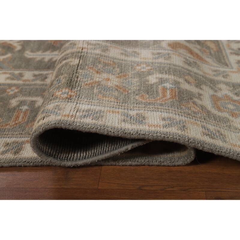 Transitional Floral Oushak Style Area Rug Handmade Wool Carpet - 7'11" x 10'1"
