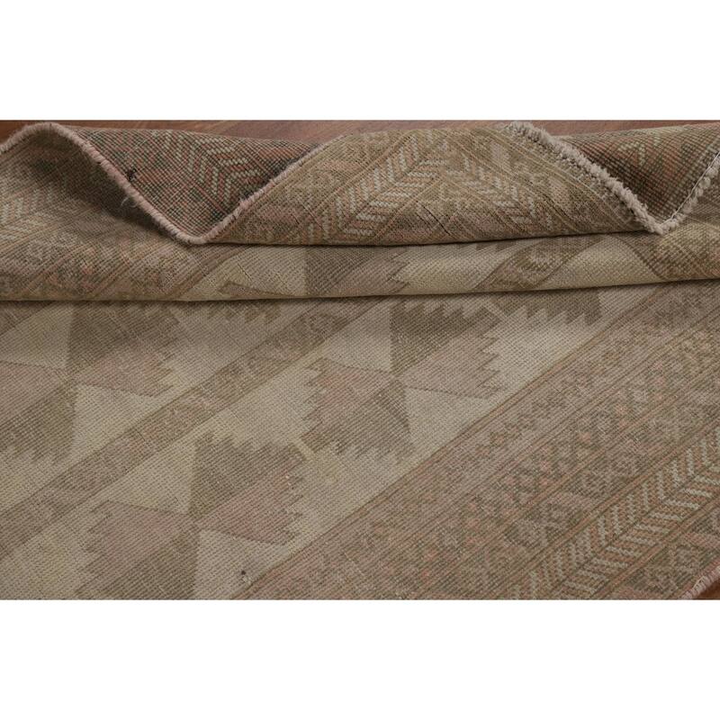 Geometric Balouch Oriental Vintage Runner Rug Handmade Wool Carpet - 3'4"x 6'10"