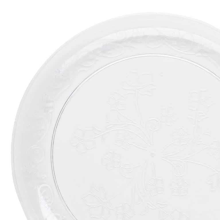 Clear Round Scroll Disposable Plastic Plate Packs - Party Supplies - 240pcs - Salad Plates - Clear