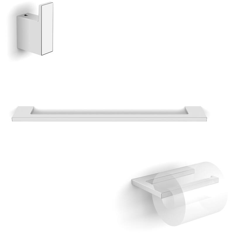 WS Bath Collections Luna 3 Piece Bathroom Package with Towel Bar, Robe - Polished Chrome