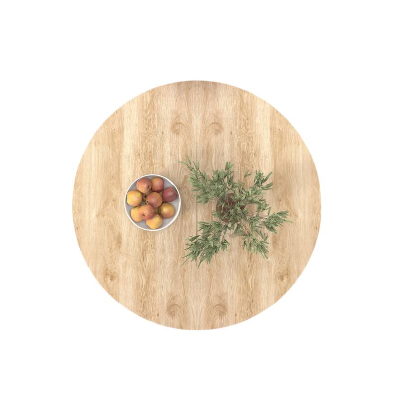 43-59" Expandable Round Dining Table with X-Base, Oak Veneer, Seats 6