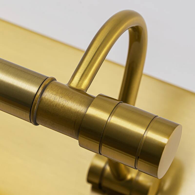 23.1" W Mid-Century Modern Gold Double Arm LED 3000K Barthroom Mirror/Picture Wall Light - 21.3 in. W x 4.3 in. H x 6.7 in. D