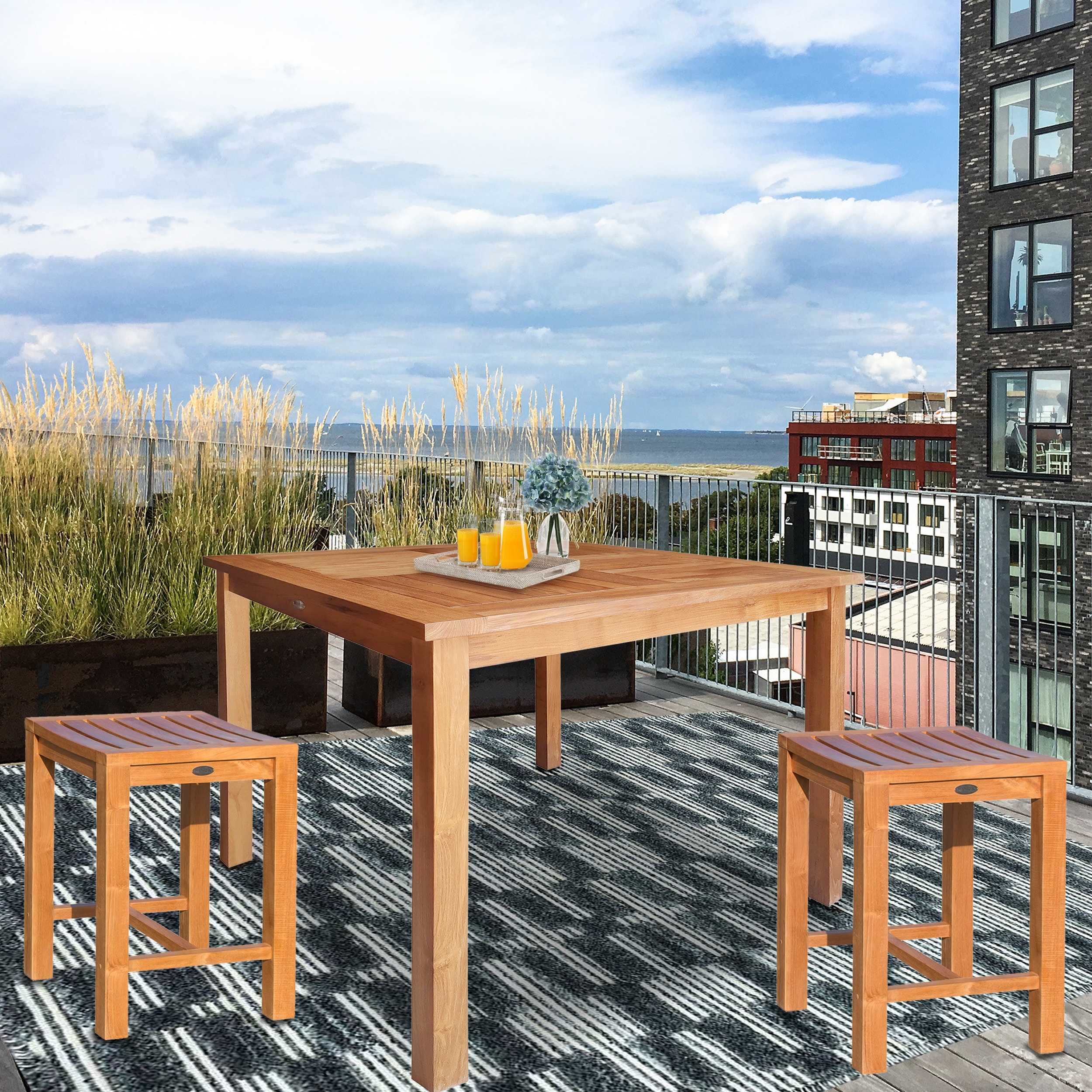 Chic Teak Seville Outdoor Teak Wood Patio Counter Height Bistro Table - 35 inch (table only)