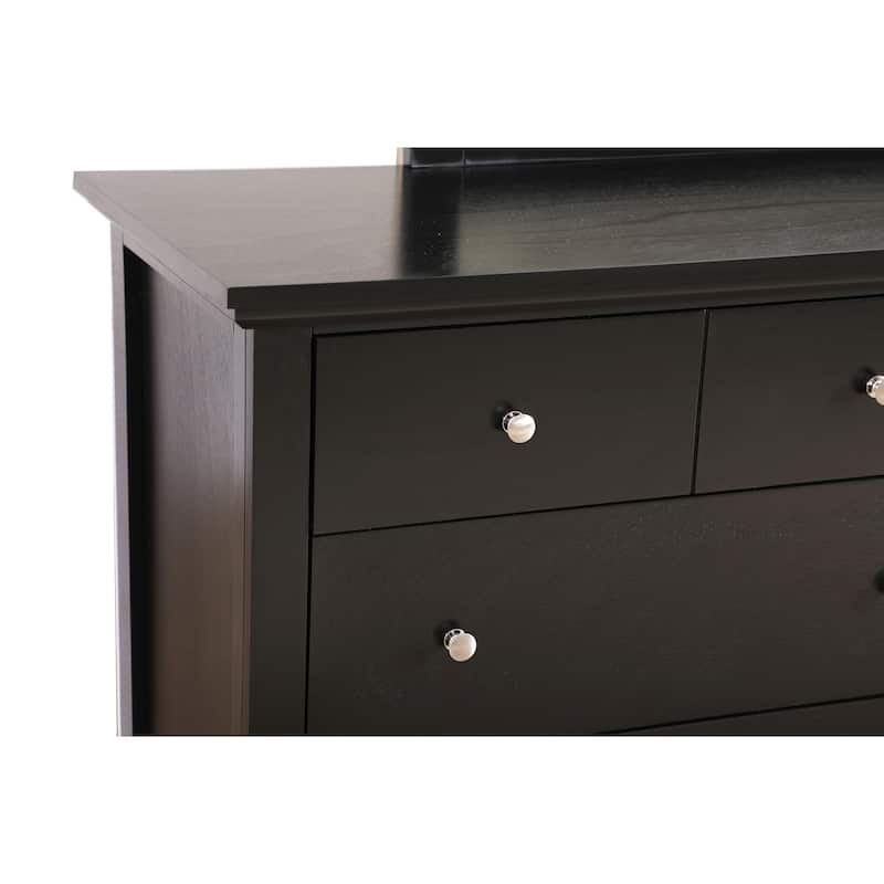10-Drawer Black Double Dresser with Smooth Gliding Hardware, Modern Contemporary Look, and Generous Storage