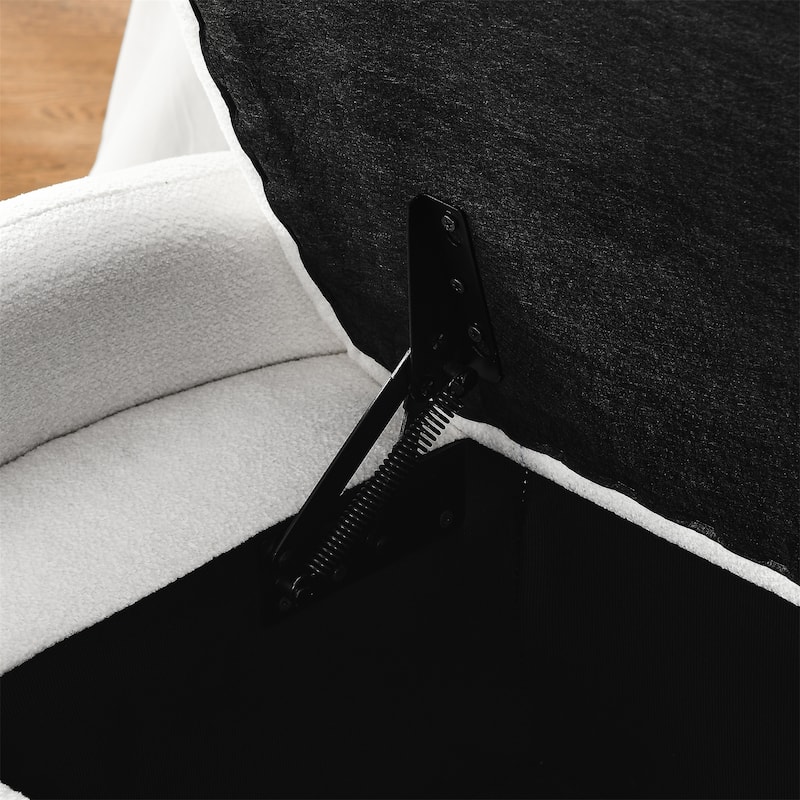 Oval Ottoman Storage Bench Chenille Fabric Bench