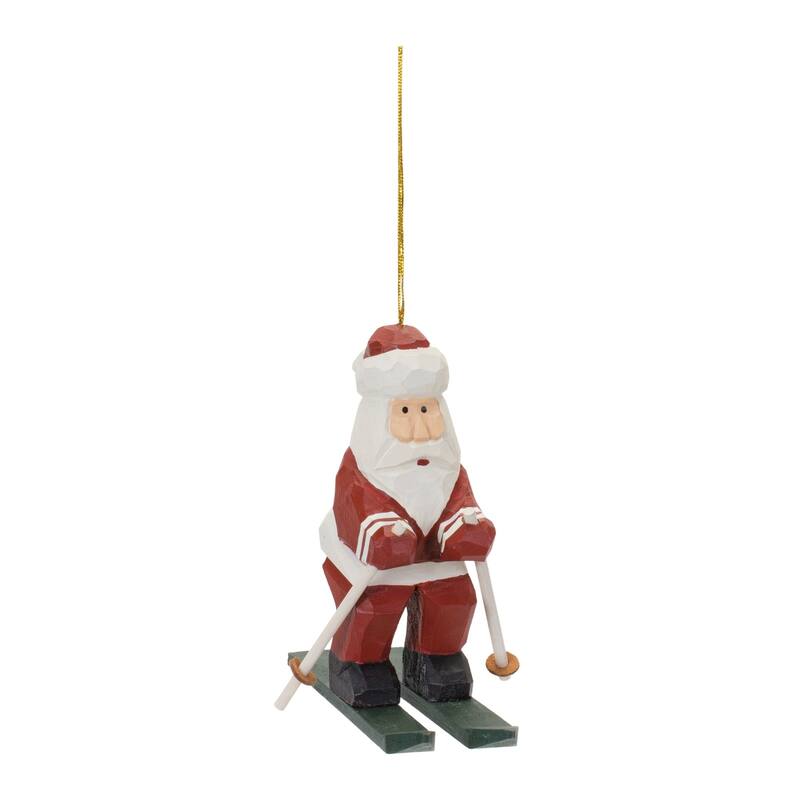 Set of 6 Santa on Ski Christmas Ornaments 5.25"