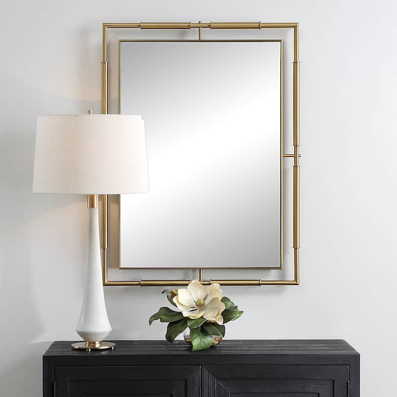 Uttermost It's All Connected Rectangle Brass Mirror - 40"H x 30"W x 1" D